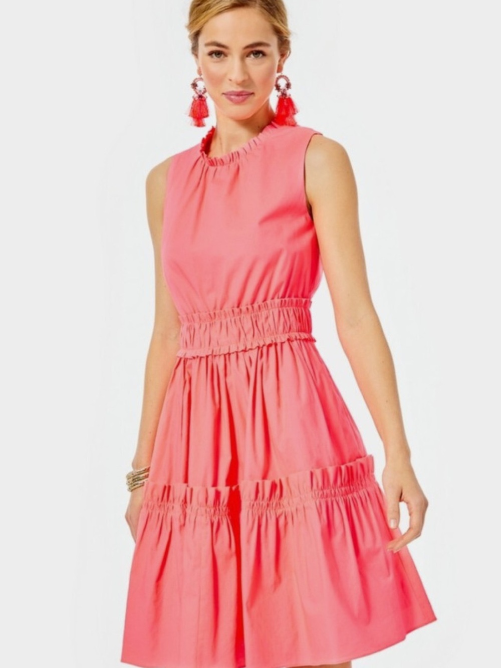 Lilly Pulitzer Coral Pink Smocked Waist Mini Dress